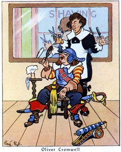 Oliver Cromwell se corta el pelo, 1936 de René Bull